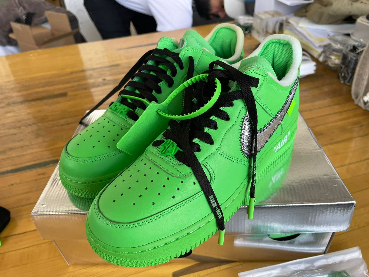 Nike air force 1 low off white university city blue,  Iight Green